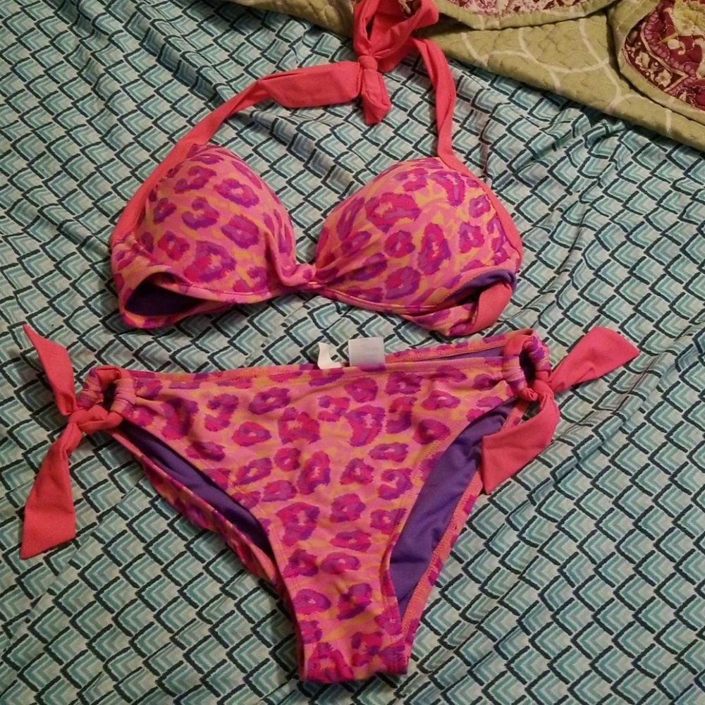 Pink cheetah bikini medium